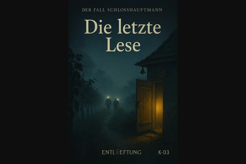 Cover Folge 5 „Die letzte Lese“ – Nachtlese im Nebel, Pumpenhaus-Tür, Stirnlampenlicht