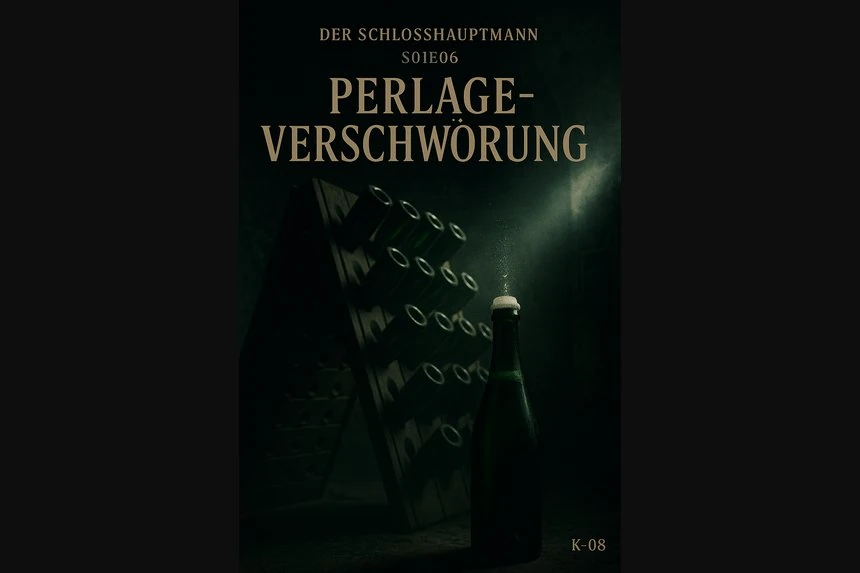 Cover Folge 6 „Perlage-Verschwörung“ – Rüttelpulte, Messuhr, Flasche mit hoher Schaumkrone